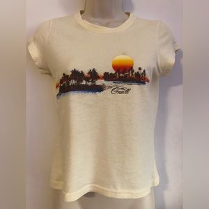Y2K made in USA O’Neill Baby tee Tshirt Sunset Tramp Stamp
